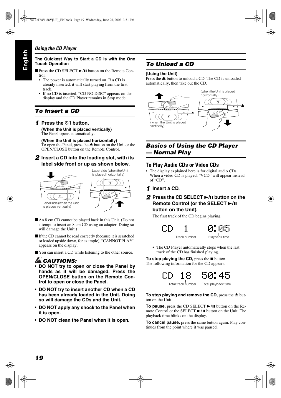 Englis h | JVC VS-DT88V User Manual | Page 22 / 36
