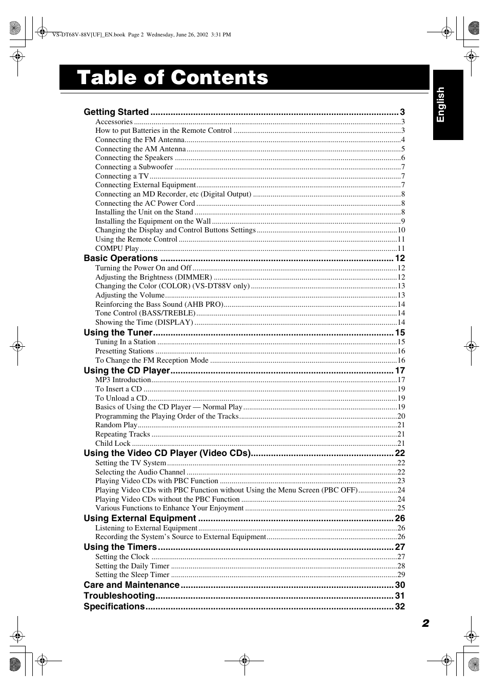 JVC VS-DT88V User Manual | Page 5 / 36