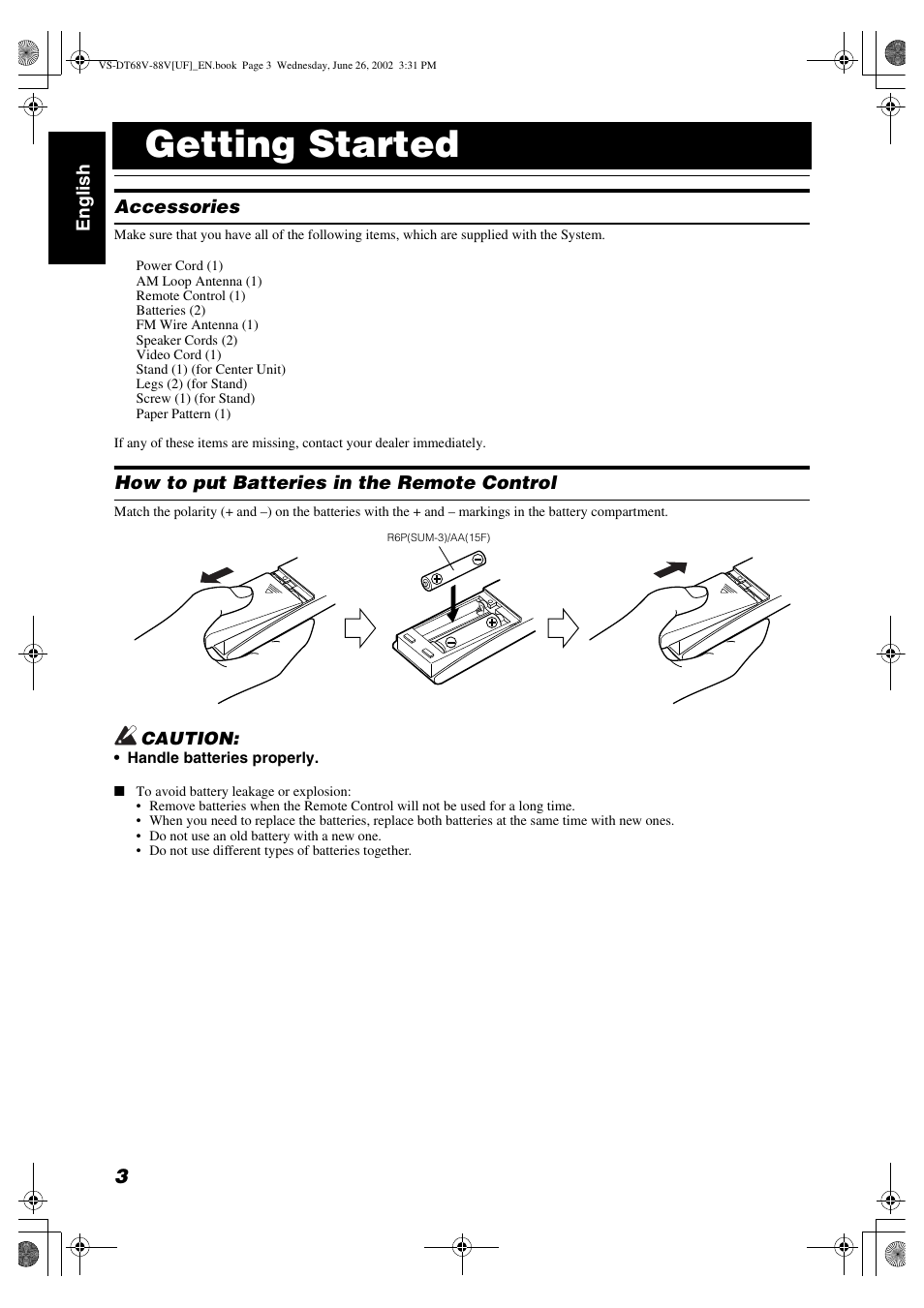 Getting started | JVC VS-DT88V User Manual | Page 6 / 36