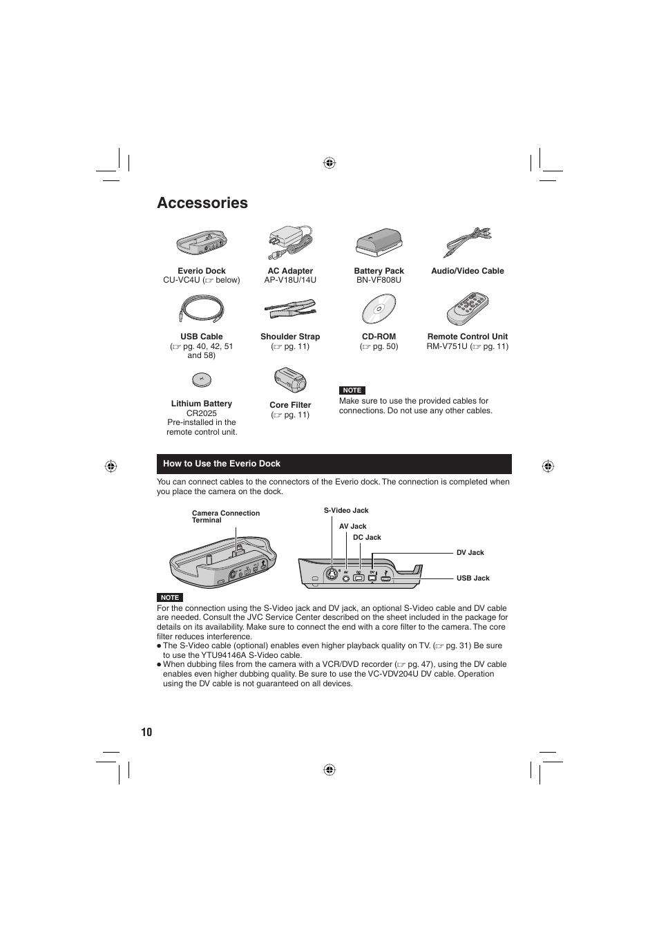 Getting started, Accessories | JVC Everio GZ-MG465 User Manual | Page 10 / 228