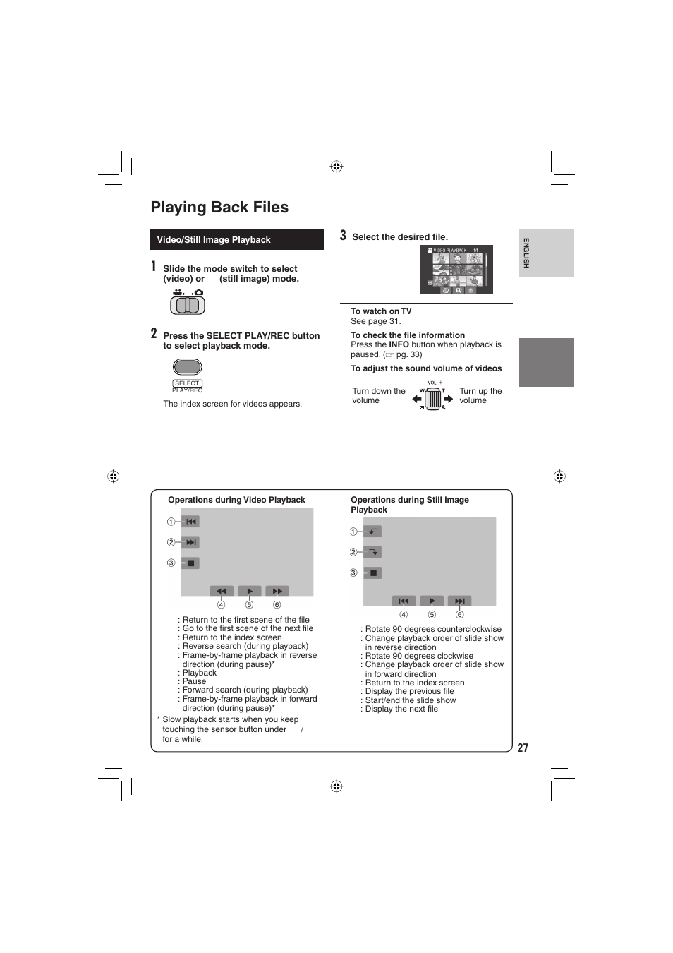 Playing back files | JVC Everio GZ-MG465 User Manual | Page 179 / 228