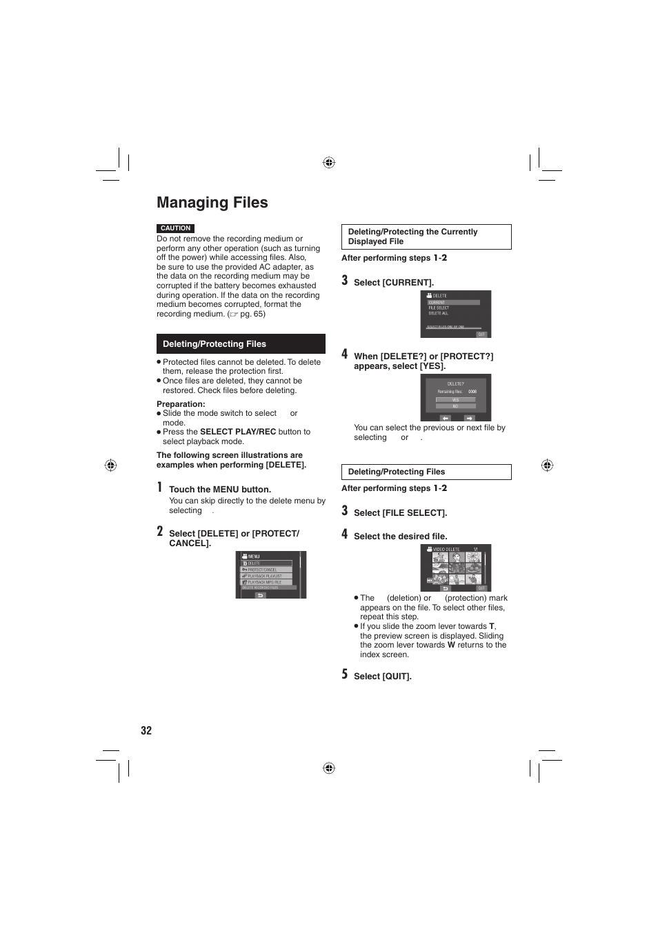 Editing/printing, Managing files | JVC Everio GZ-MG465 User Manual | Page 184 / 228