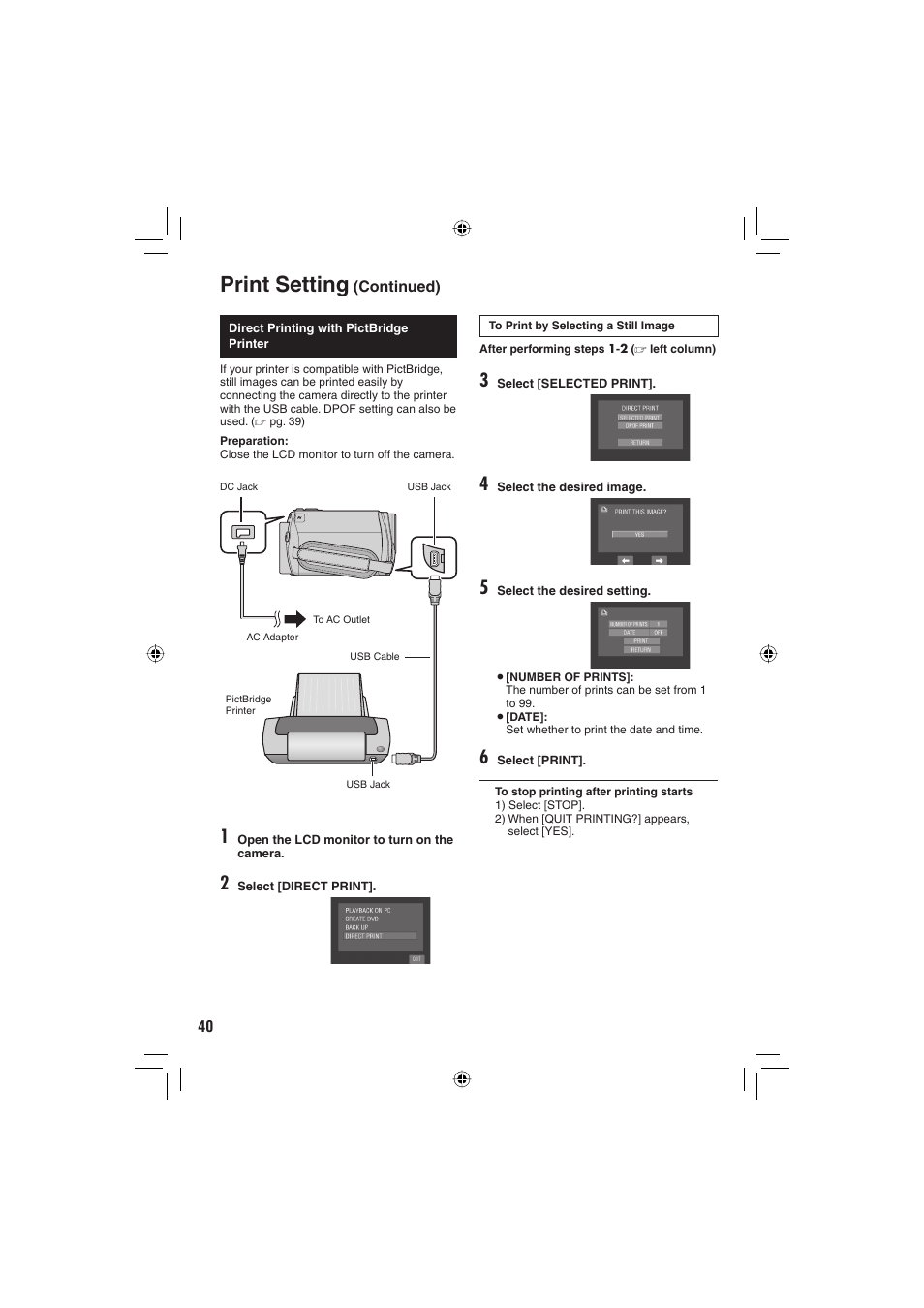 Print setting | JVC Everio GZ-MG465 User Manual | Page 192 / 228