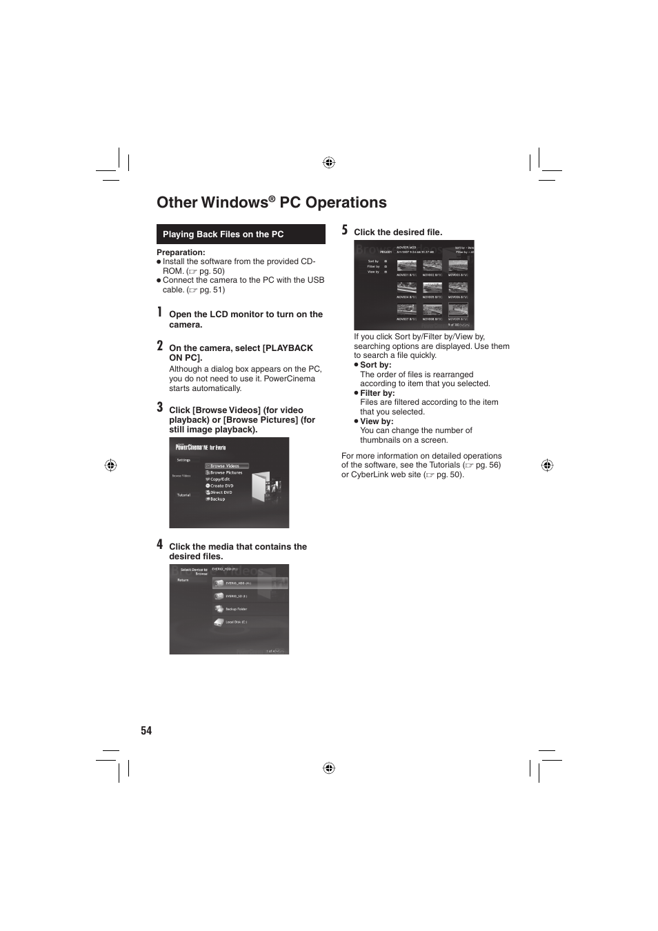 Other windows pc operations, Other windows, Pc operations | JVC Everio GZ-MG465 User Manual | Page 206 / 228