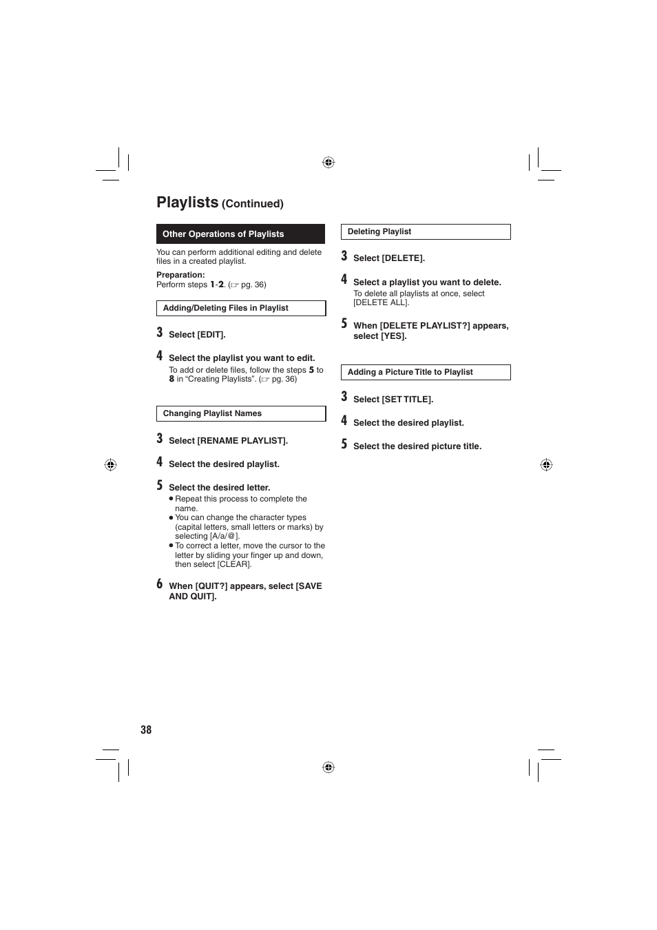Playlists | JVC Everio GZ-MG465 User Manual | Page 38 / 228