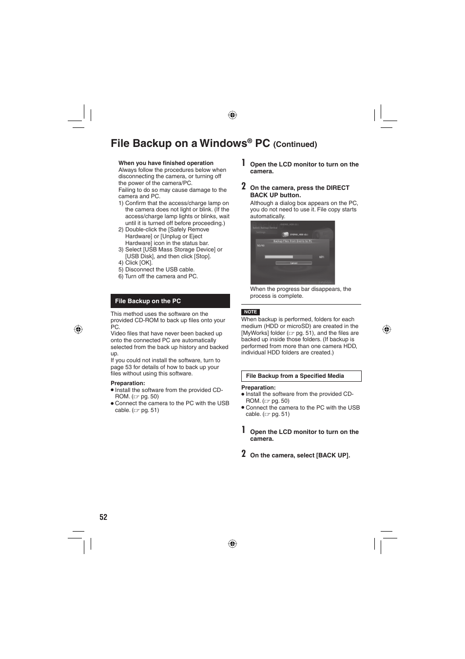 File backup on a windows | JVC Everio GZ-MG465 User Manual | Page 52 / 228