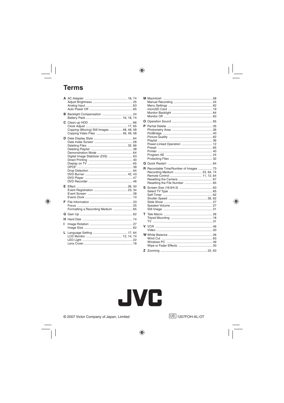 Terms | JVC Everio GZ-MG465 User Manual | Page 76 / 228