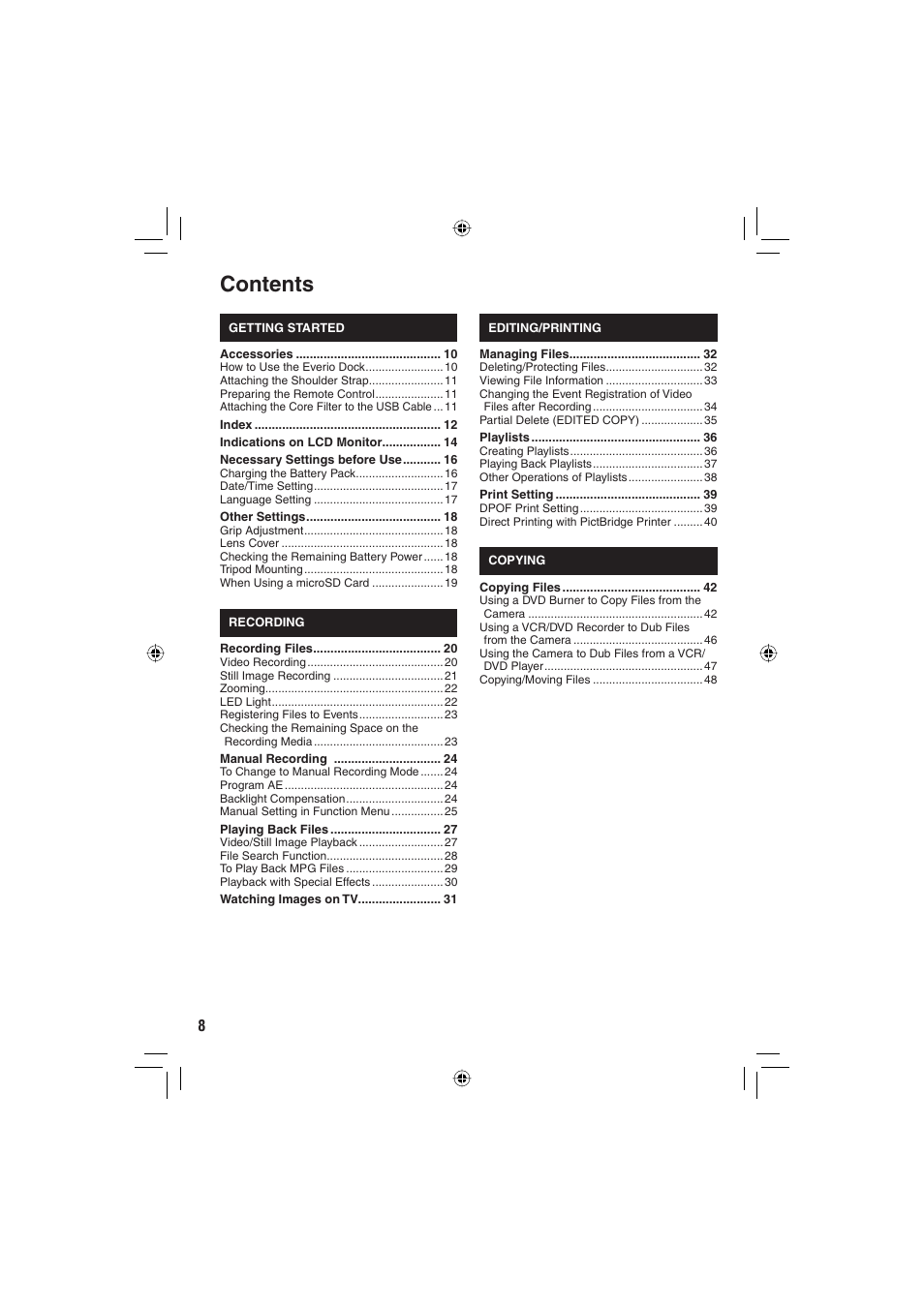 JVC Everio GZ-MG465 User Manual | Page 8 / 228