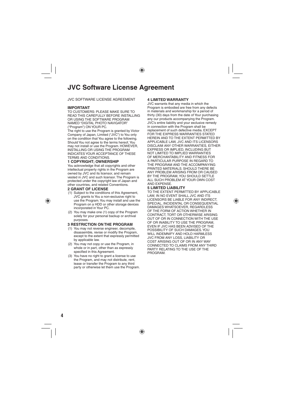 Jvc software license agreement | JVC Everio GZ-MG465 User Manual | Page 80 / 228