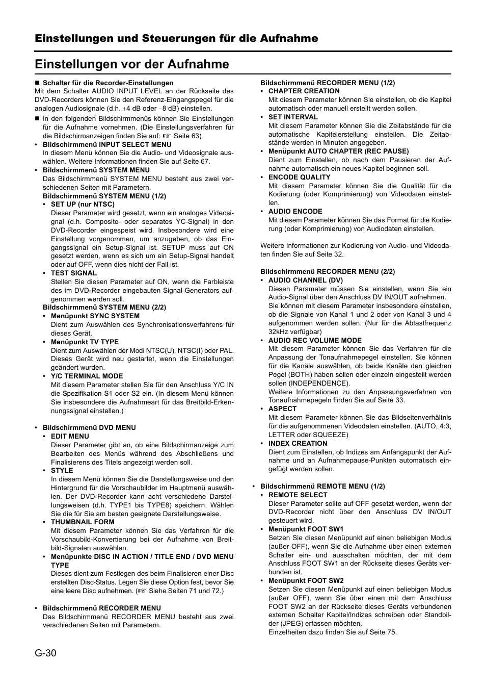 Einstellungen vor der aufnahme, Einstellungen und steuerungen für die aufnahme | JVC BD-X201MS User Manual | Page 113 / 498
