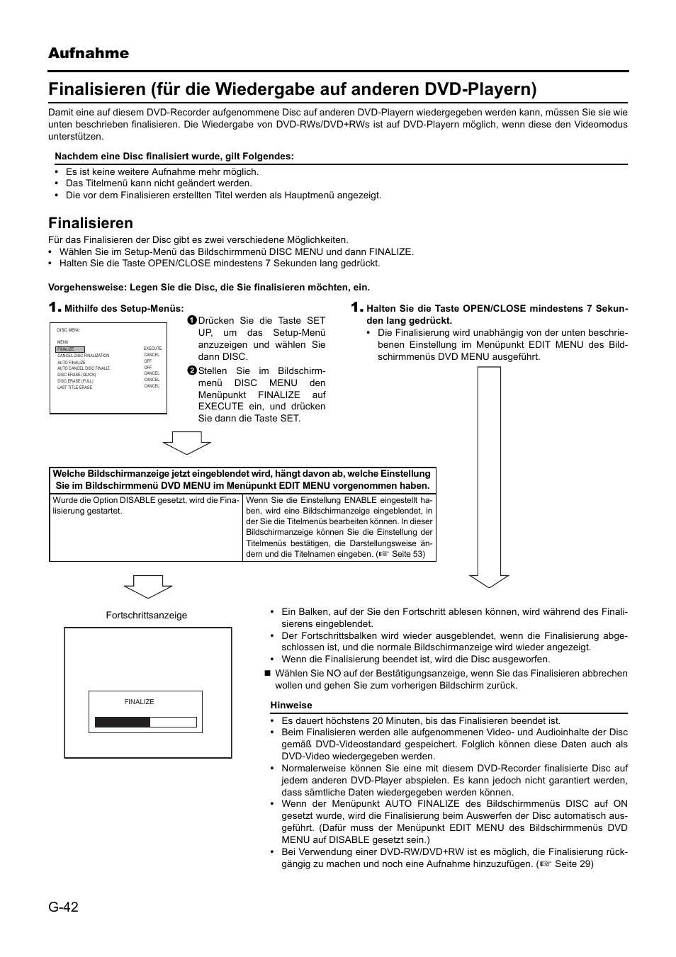 Aufnahme, Finalisieren, G-42 | JVC BD-X201MS User Manual | Page 125 / 498