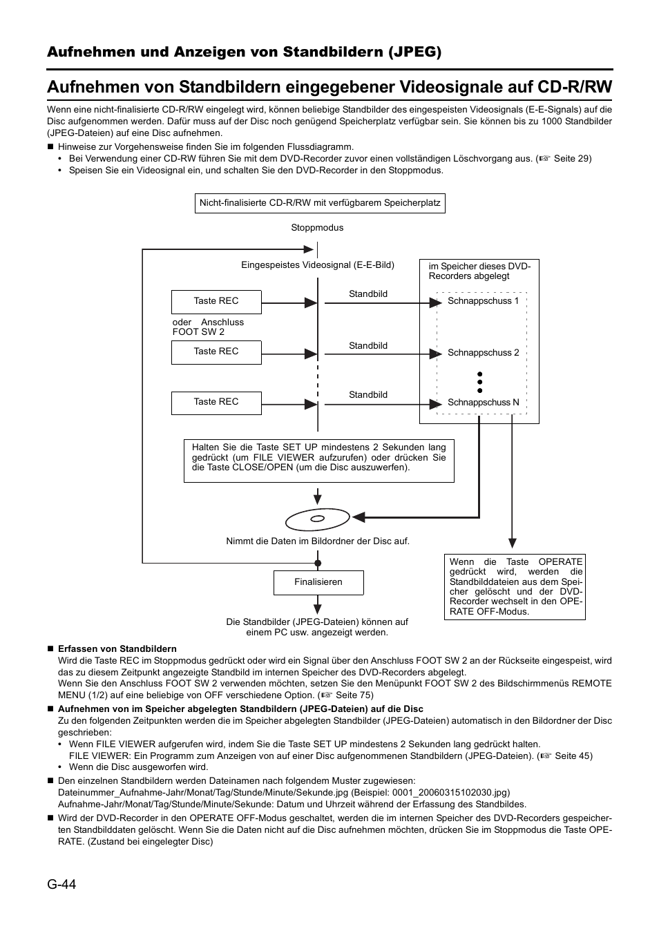 Aufnehmen und anzeigen von standbildern (jpeg) | JVC BD-X201MS User Manual | Page 127 / 498