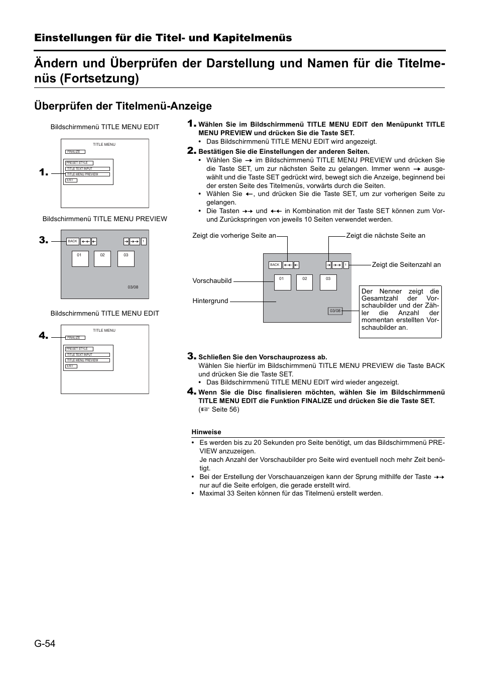 Einstellungen für die titel- und kapitelmenüs, Überprüfen der titelmenü-anzeige | JVC BD-X201MS User Manual | Page 137 / 498
