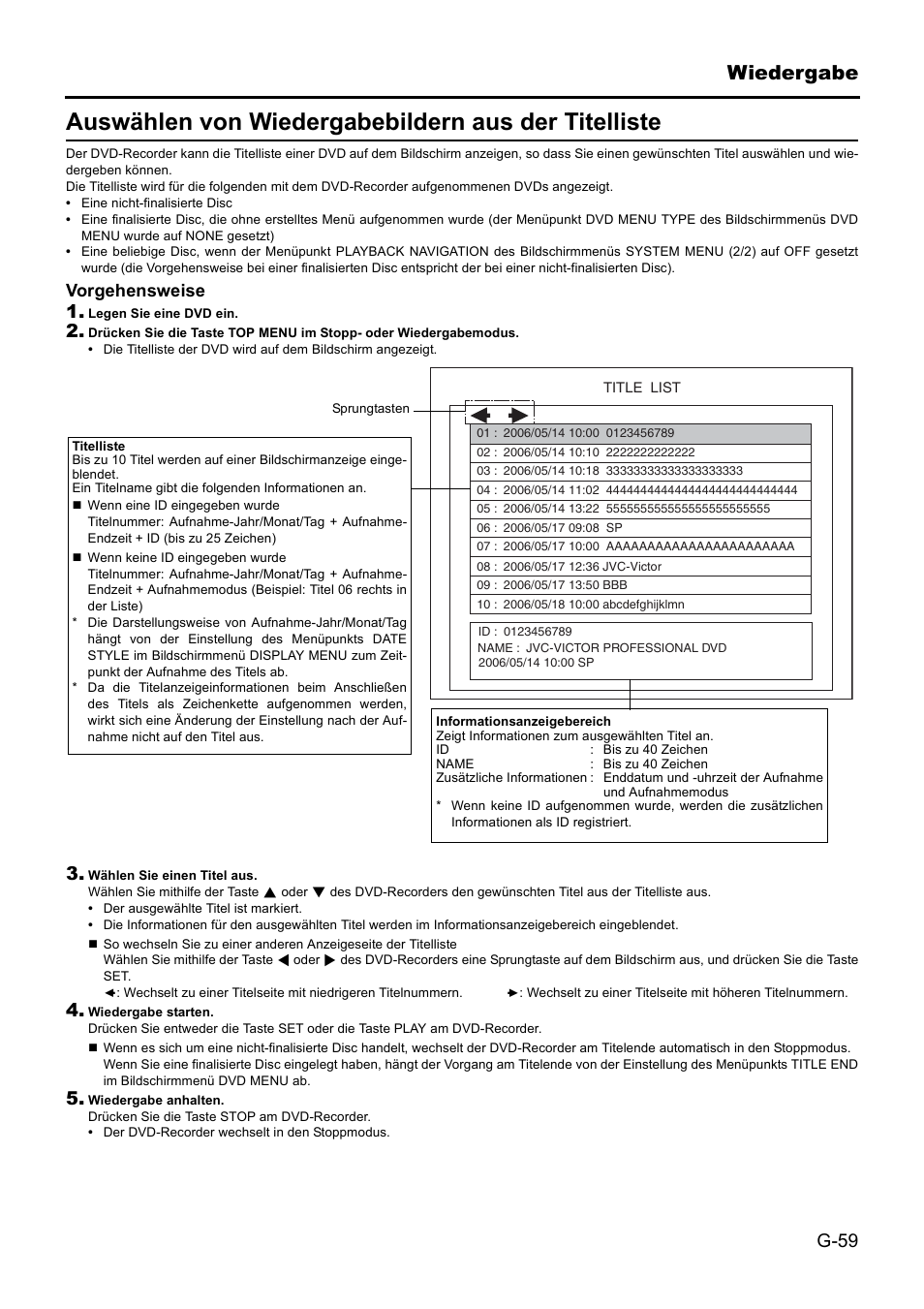 Auswählen von wiedergabebildern aus der titelliste, Wiedergabe | JVC BD-X201MS User Manual | Page 142 / 498