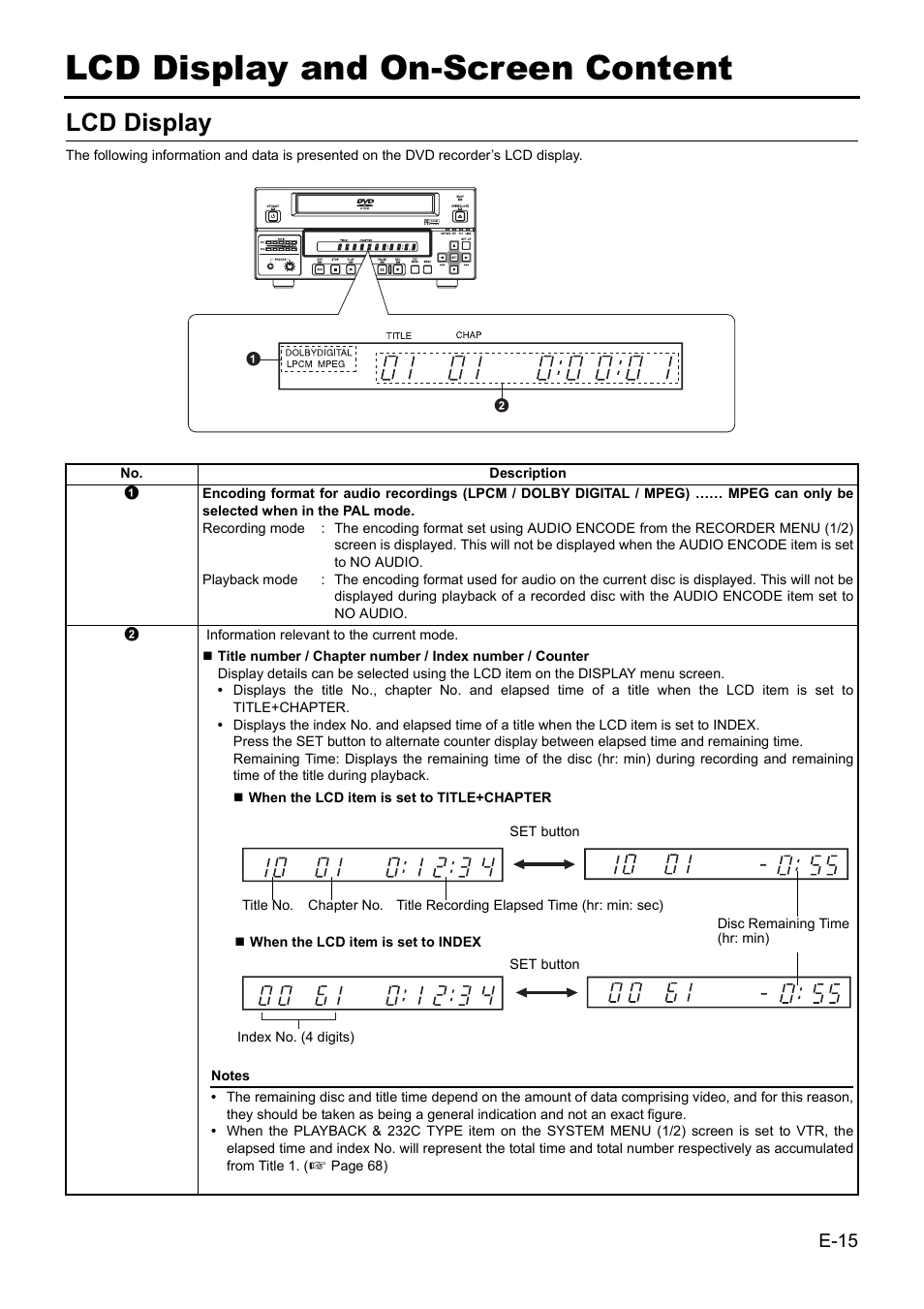 Lcd display and on-screen content, Lcd display | JVC BD-X201MS User Manual | Page 15 / 498