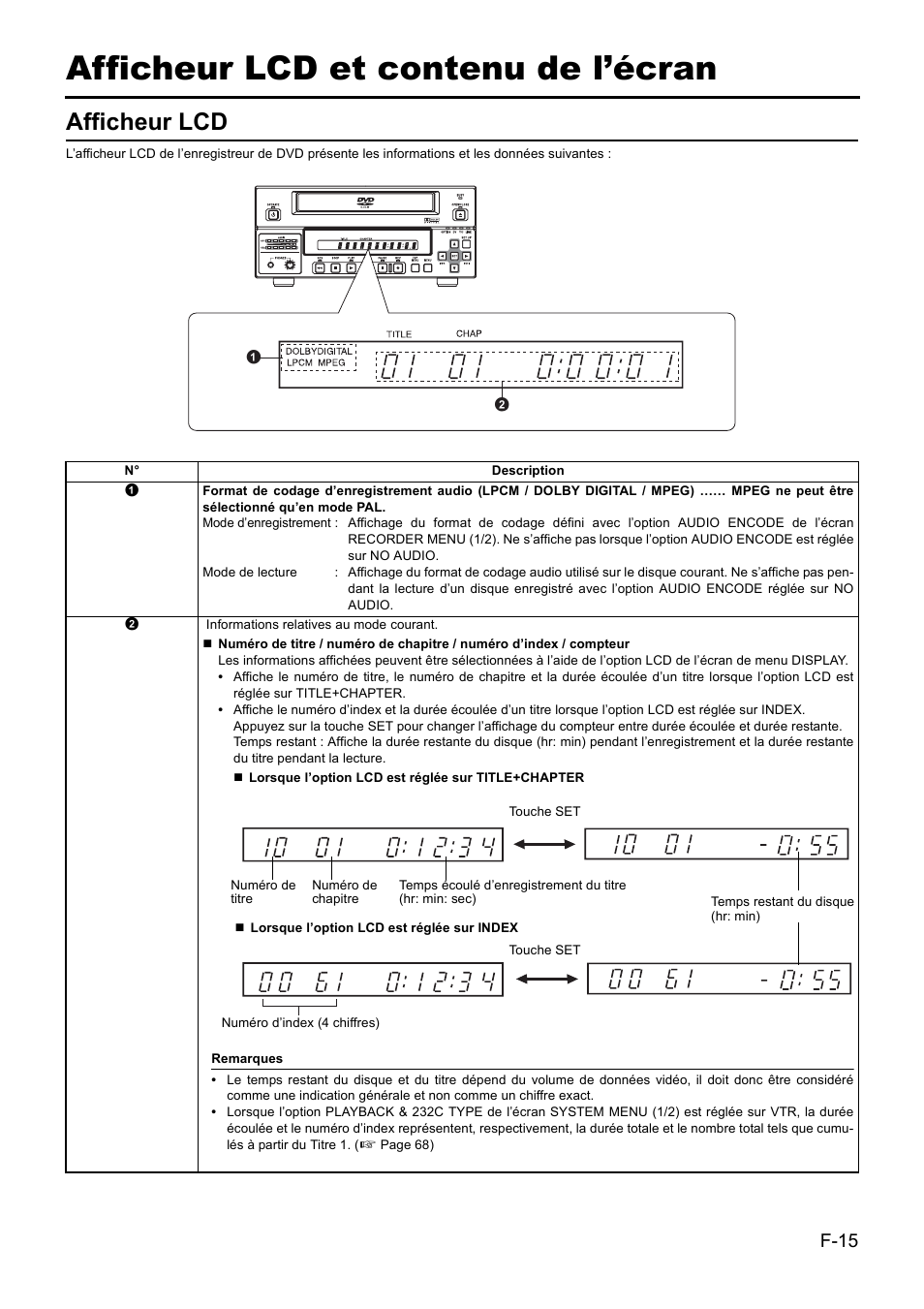 Afficheur lcd et contenu de l’écran, Afficheur lcd | JVC BD-X201MS User Manual | Page 181 / 498
