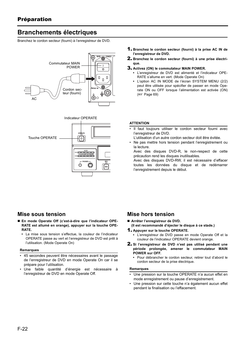 Branchements électriques, Préparation, Mise sous tension | Mise hors tension | JVC BD-X201MS User Manual | Page 188 / 498