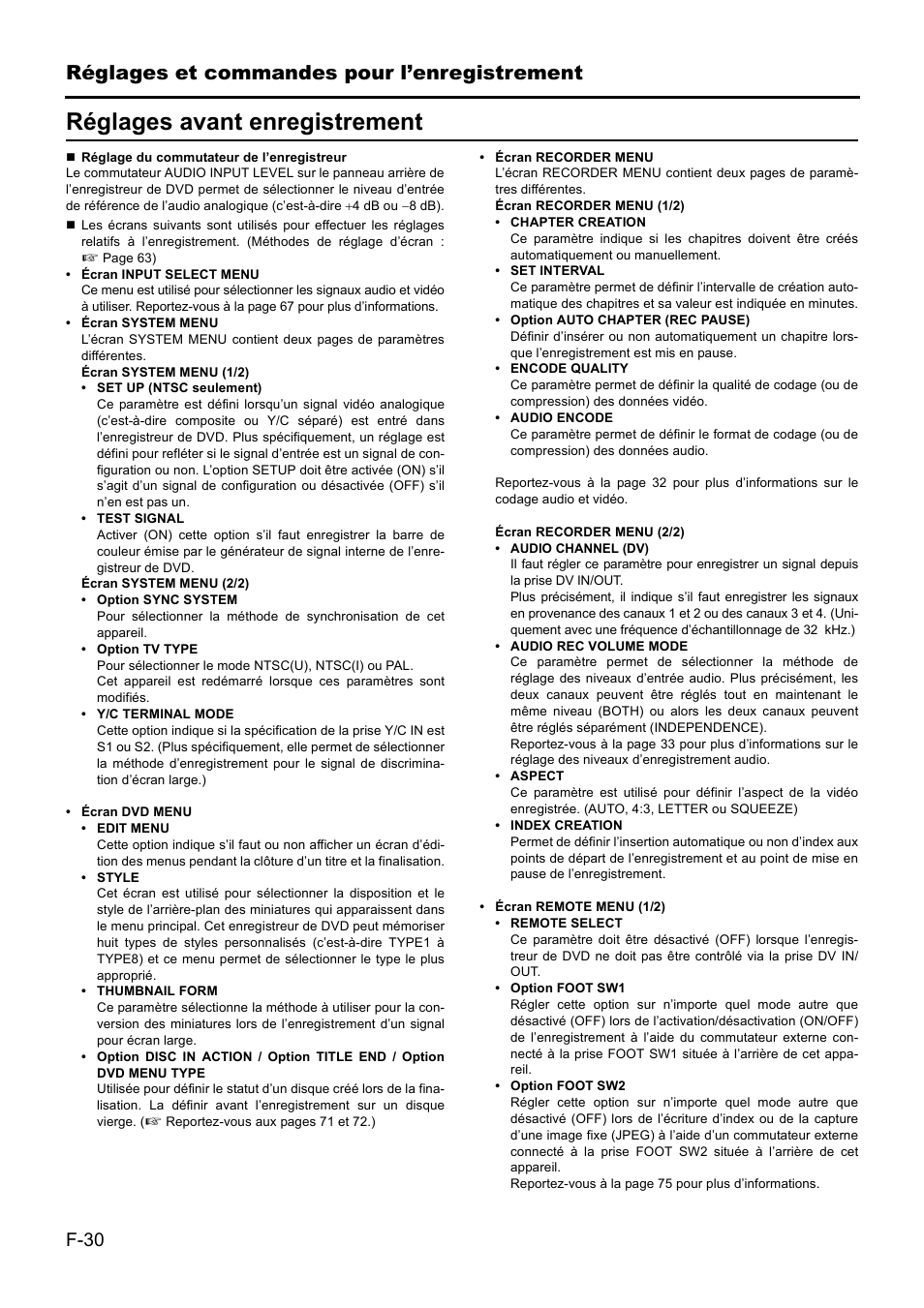 Réglages avant enregistrement, Réglages et commandes pour l’enregistrement | JVC BD-X201MS User Manual | Page 196 / 498