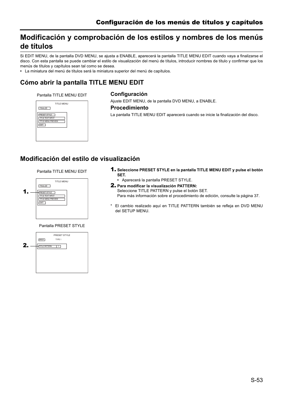 Configuración de los menús de títulos y capítulos | JVC BD-X201MS User Manual | Page 302 / 498