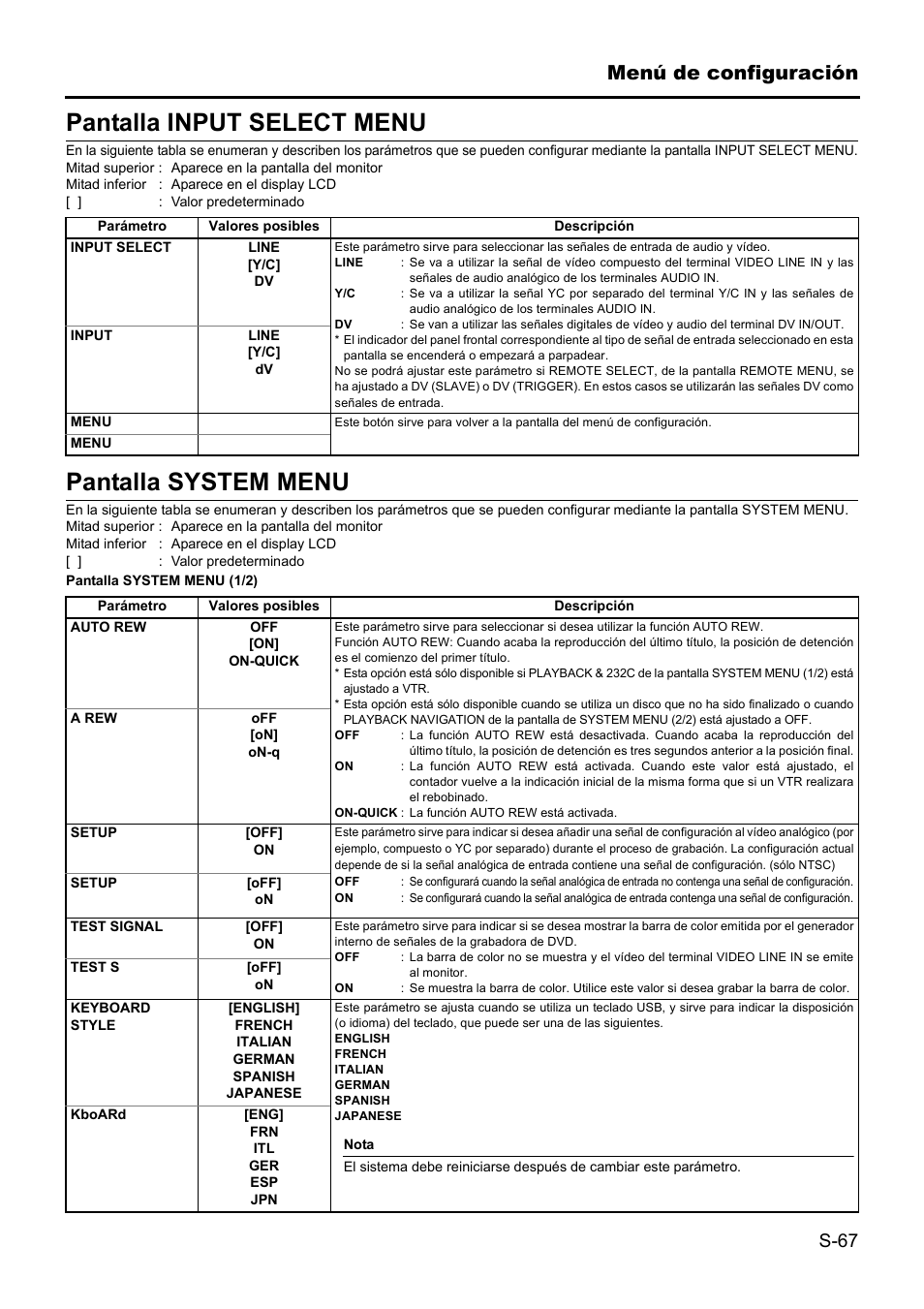 Pantalla input select menu, Pantalla system menu | JVC BD-X201MS User Manual | Page 316 / 498