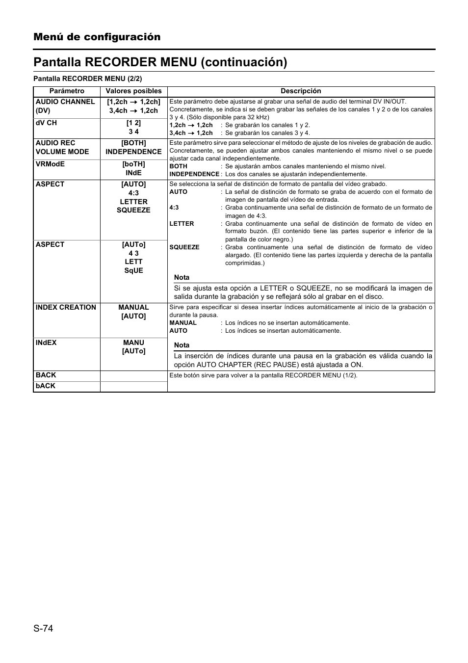 Pantalla recorder menu (continuación) | JVC BD-X201MS User Manual | Page 323 / 498