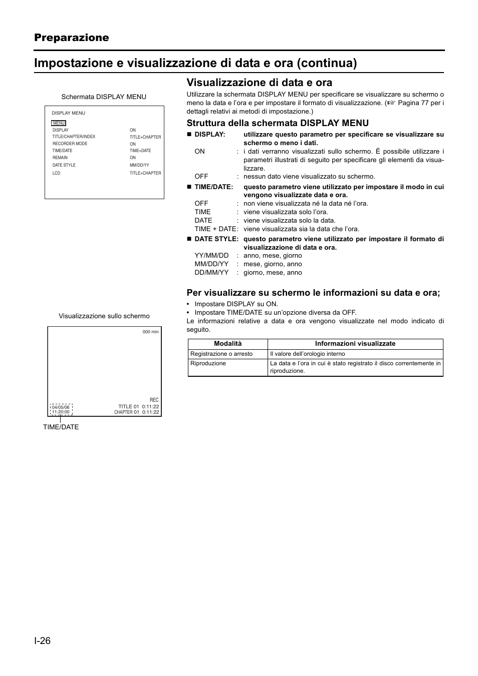 Preparazione, Visualizzazione di data e ora | JVC BD-X201MS User Manual | Page 358 / 498