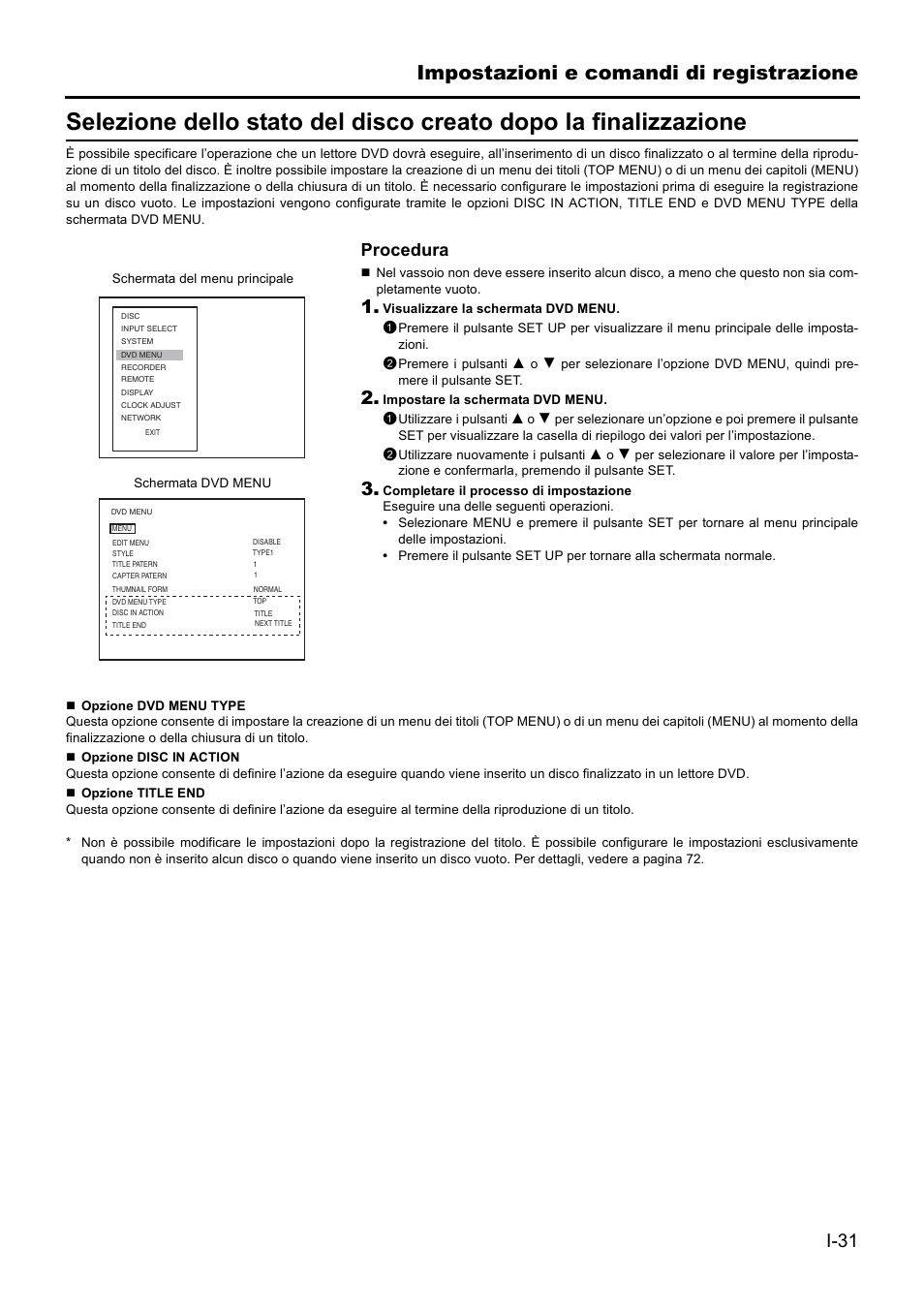 Impostazioni e comandi di registrazione, I-31, Procedura | JVC BD-X201MS User Manual | Page 363 / 498