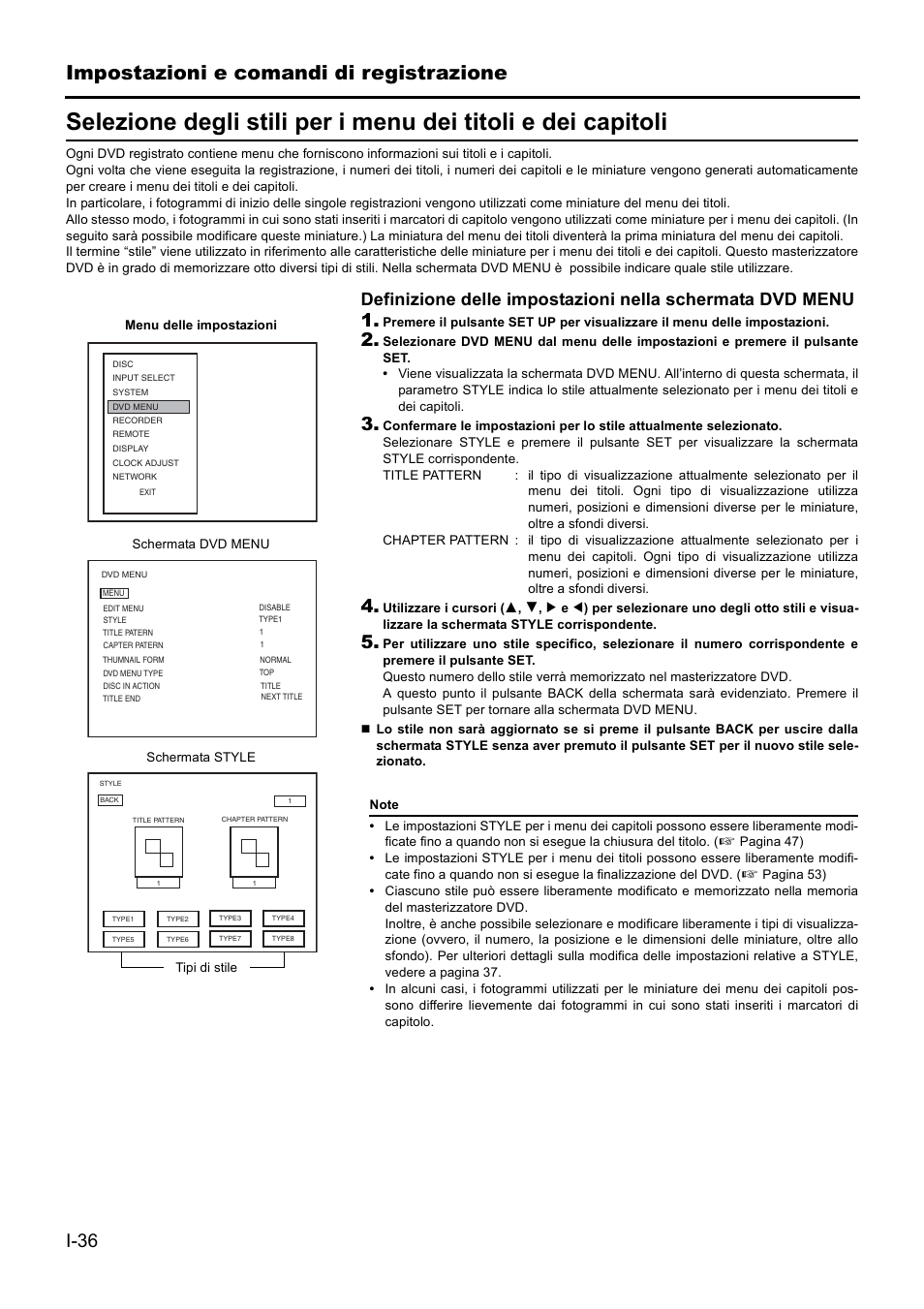 Impostazioni e comandi di registrazione, I-36 | JVC BD-X201MS User Manual | Page 368 / 498