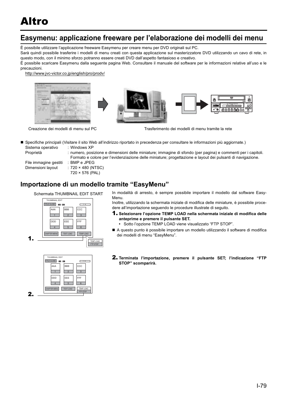 Altro, Importazione di un modello tramite “easymenu, I-79 | JVC BD-X201MS User Manual | Page 411 / 498