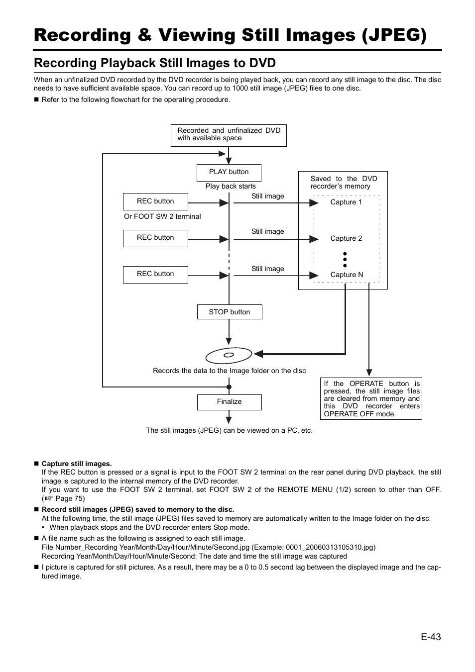 Recording & viewing still images (jpeg), Recording playback still images to dvd | JVC BD-X201MS User Manual | Page 43 / 498
