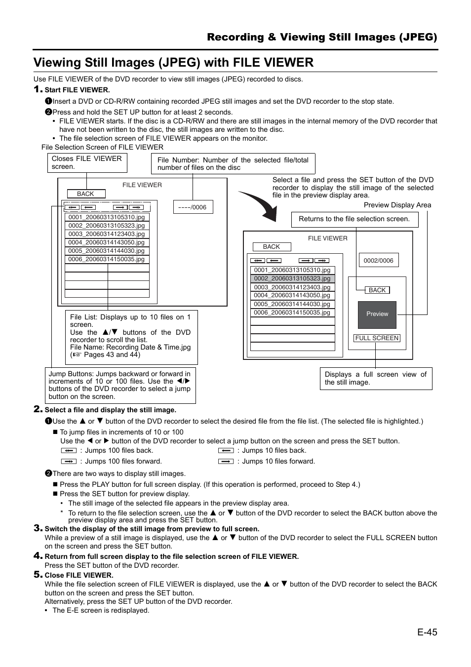 Viewing still images (jpeg) with file viewer | JVC BD-X201MS User Manual | Page 45 / 498