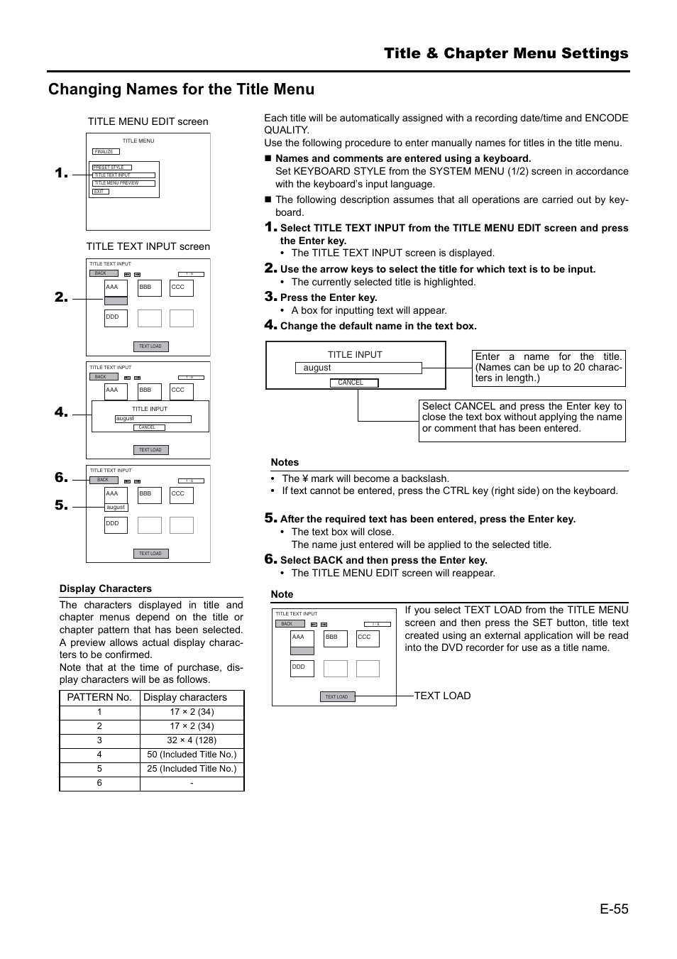 Changing names for the title menu, Title & chapter menu settings | JVC BD-X201MS User Manual | Page 55 / 498