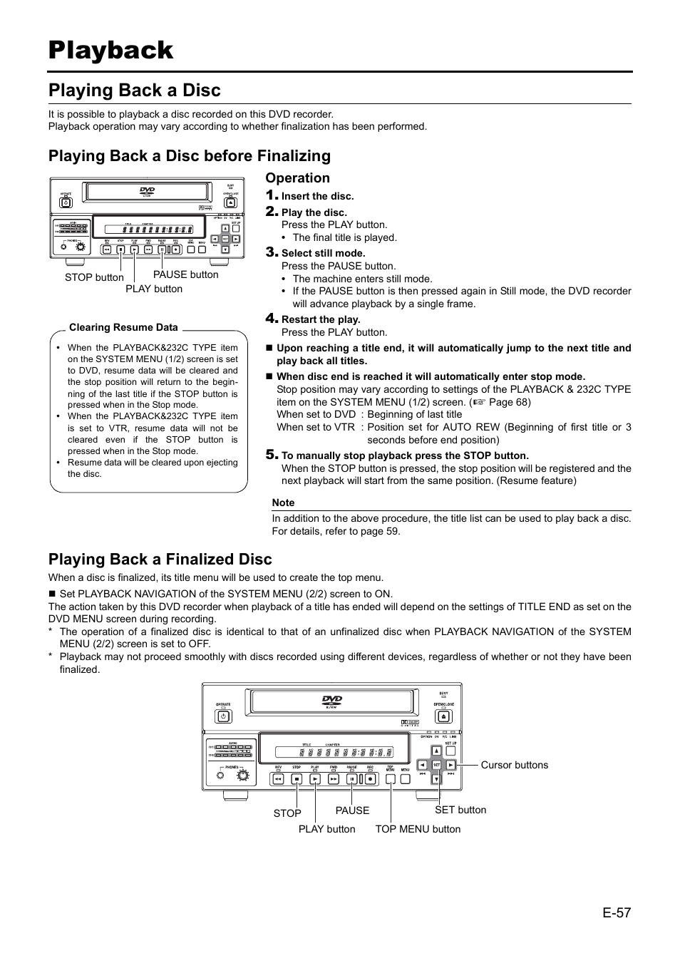 Playback, Playing back a disc | JVC BD-X201MS User Manual | Page 57 / 498