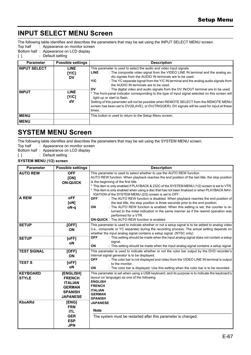 Input select menu screen, System menu screen, Input select menu screen system menu screen | JVC BD-X201MS User Manual | Page 67 / 498