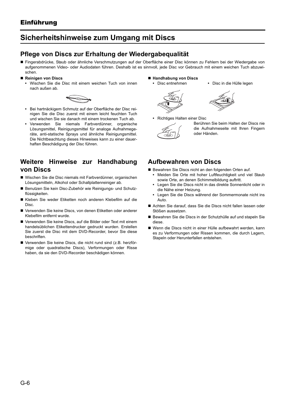 Sicherheitshinweise zum umgang mit discs, Einführung, Weitere hinweise zur handhabung von discs | Aufbewahren von discs | JVC BD-X201MS User Manual | Page 89 / 498