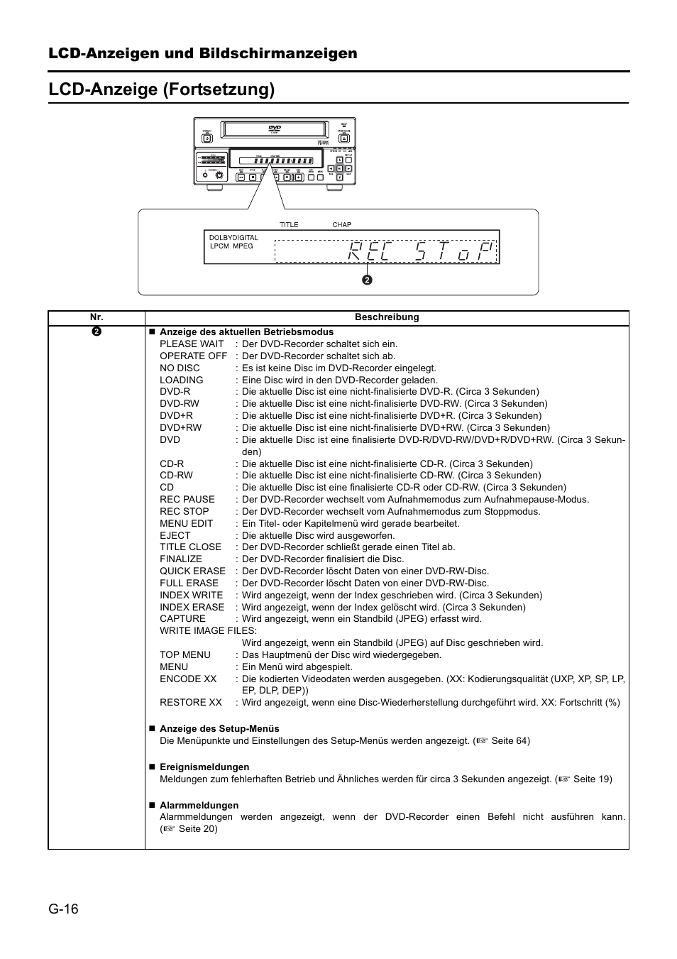 Lcd-anzeige (fortsetzung), Lcd-anzeigen und bildschirmanzeigen | JVC BD-X201MS User Manual | Page 99 / 498