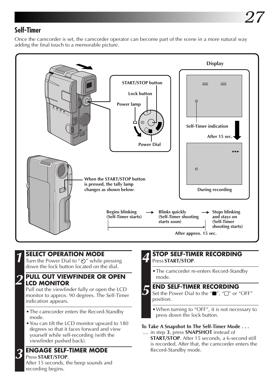 Self-timer | JVC GR-DVM55 User Manual | Page 27 / 88