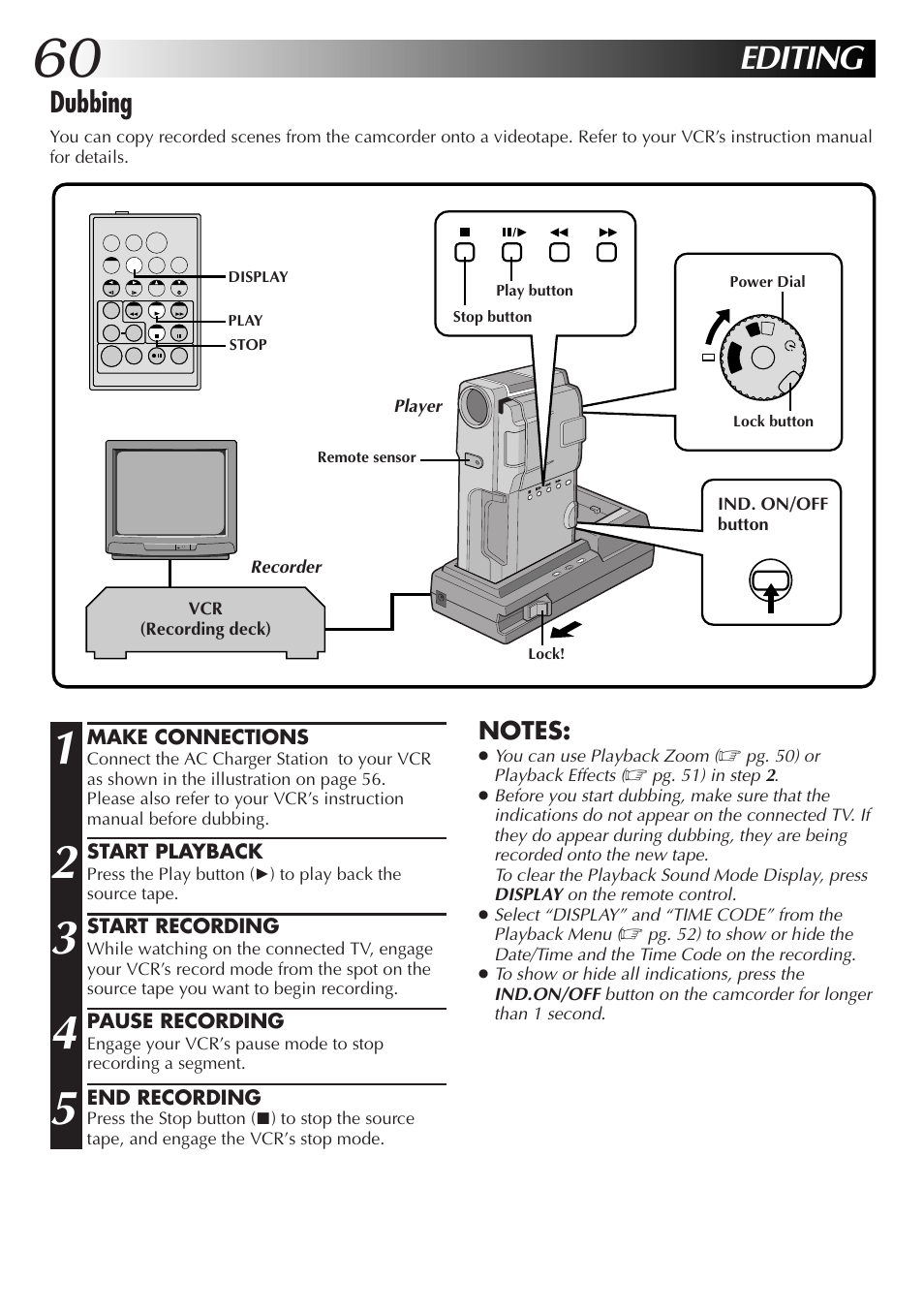 Editing, Dubbing | JVC GR-DVM55 User Manual | Page 60 / 88