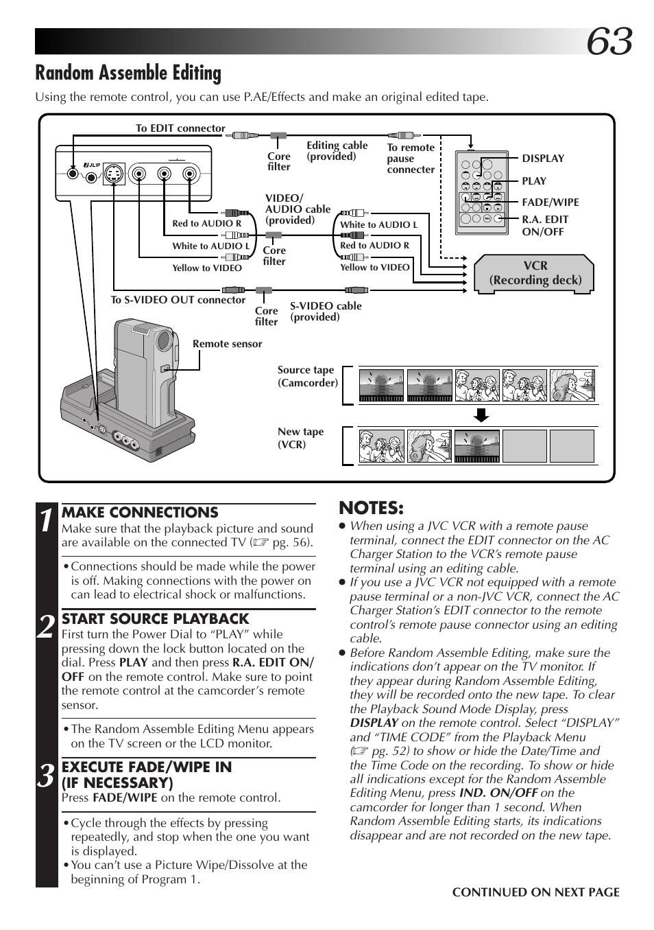 Random assemble editing | JVC GR-DVM55 User Manual | Page 63 / 88
