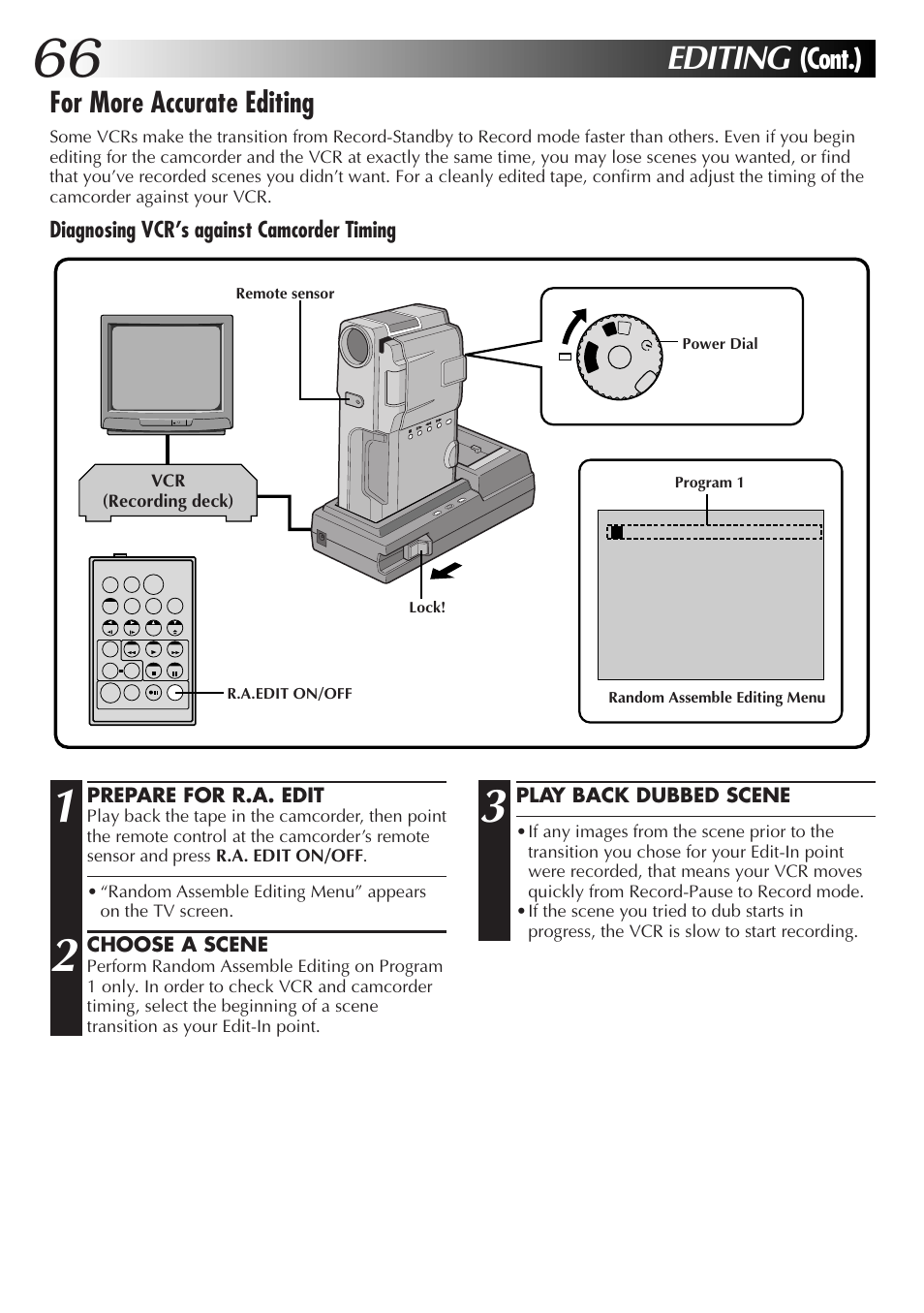 Editing, For more accurate editing, Cont.) | JVC GR-DVM55 User Manual | Page 66 / 88