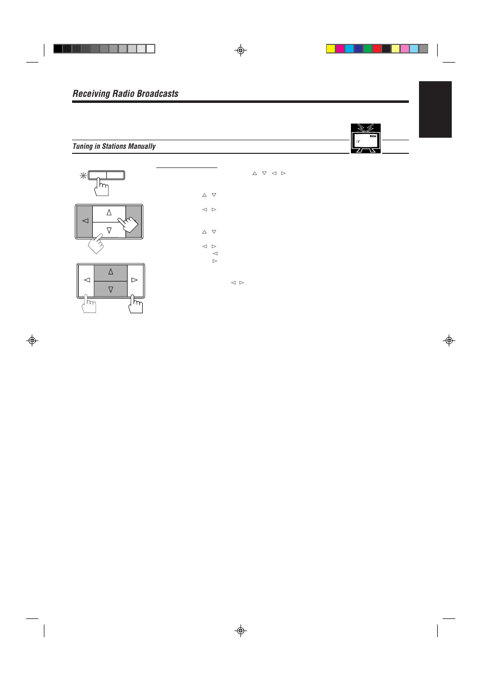 Receiving radio broadcasts, English | JVC RX-80PGD User Manual | Page 23 / 56