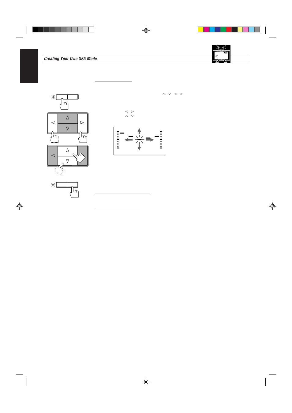 English, Creating your own sea mode | JVC RX-80PGD User Manual | Page 28 / 56