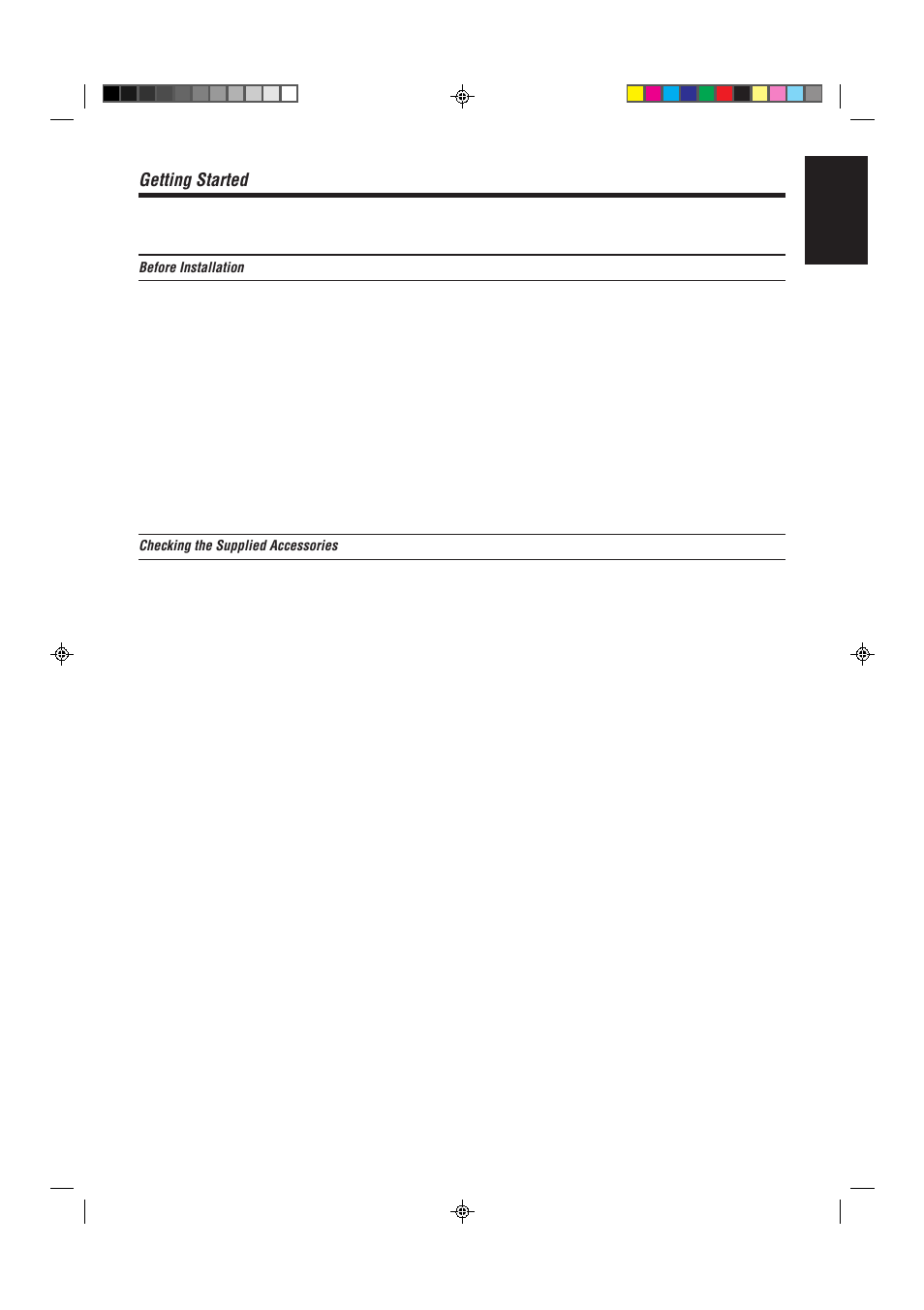 Getting started, English | JVC RX-80PGD User Manual | Page 5 / 56