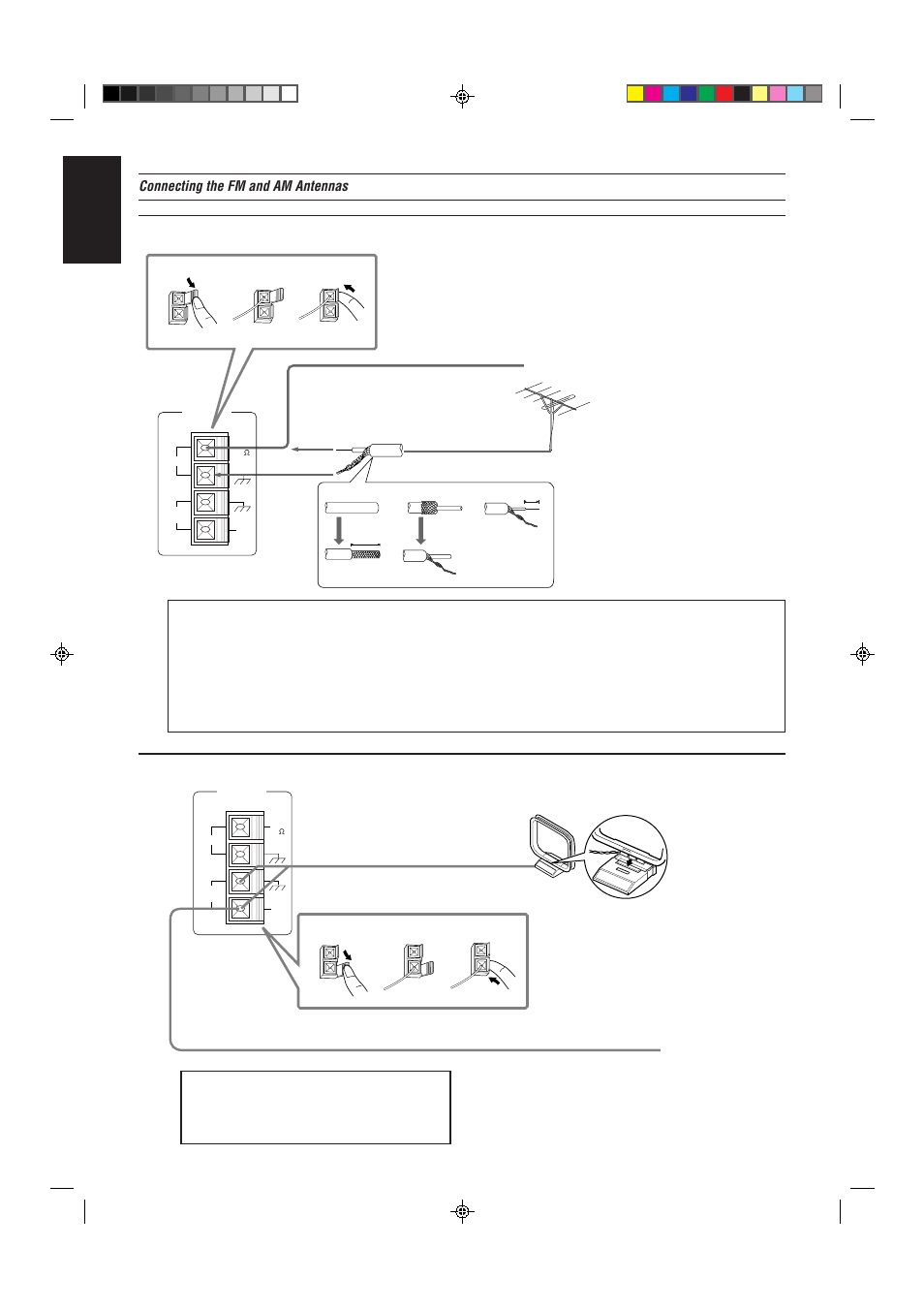 English, 23 1 connecting the fm and am antennas | JVC RX-80PGD User Manual | Page 8 / 56