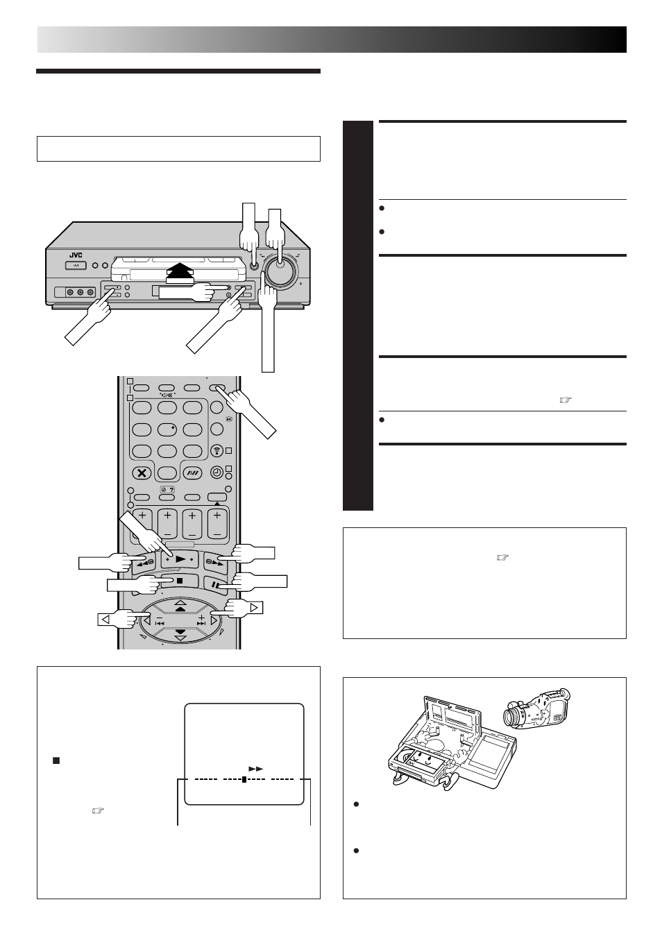 Playback, Load a cassette, Find programme start point | Start playback, Stop playback, Basic operations | JVC HR-DD865EK User Manual | Page 10 / 64