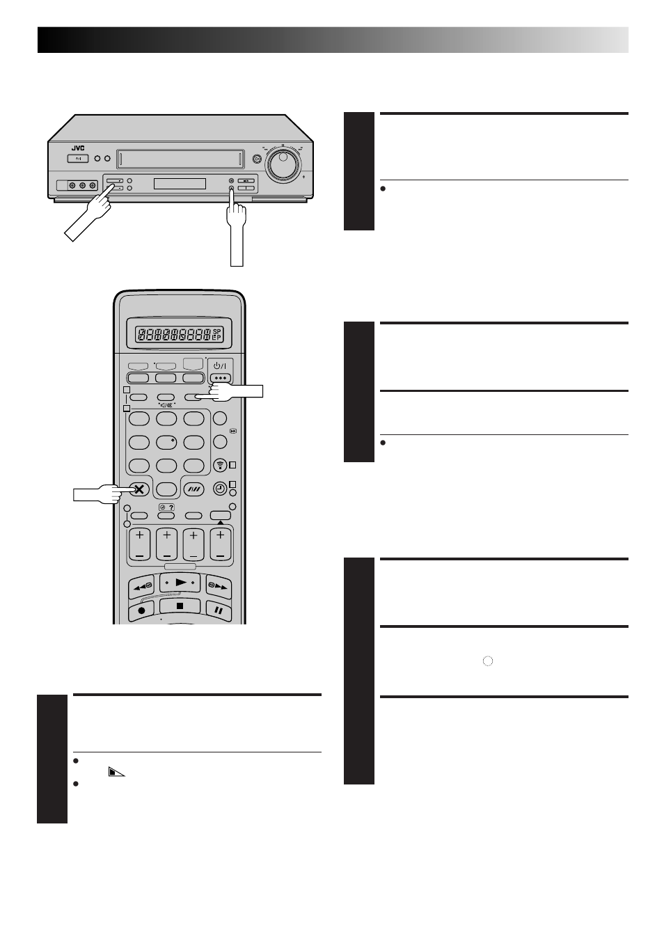 Display remaining time, Set counter display, Reset counter | Select preset to watch, Start recording, Engage itr mode, Set recording duration, Tape remaining time, Instant timer recording (itr) | JVC HR-DD865EK User Manual | Page 13 / 64
