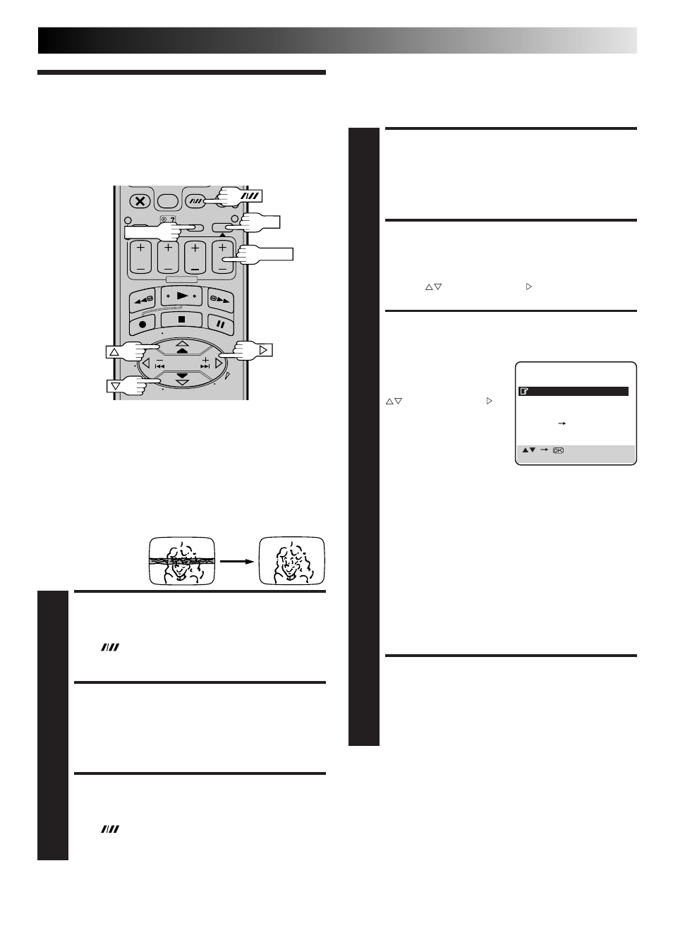 Playback pic- ture adjustment, Override automatic tracking, Adjust tracking manually | Return to automatic tracking, Access main menu screen, Access mode set screen, Select picture control set mode, Return to normal screen, Advanced operations, Manual tracking picture control | JVC HR-DD865EK User Manual | Page 19 / 64