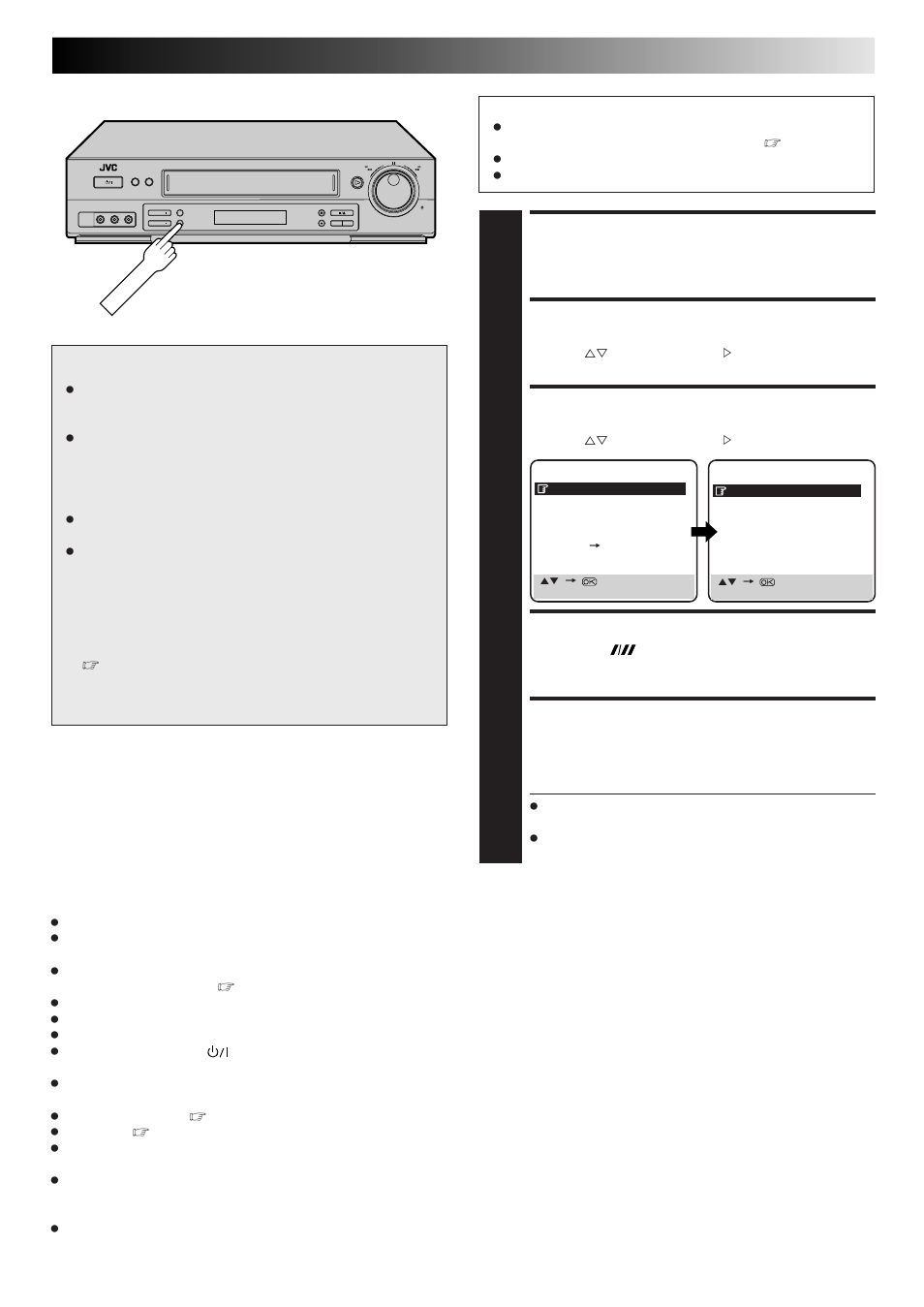 Attention, Access main menu screen, Access mode set screen | Select av2 select mode, Set tape speed, Engage auto satellite prog rec mode | JVC HR-DD865EK User Manual | Page 29 / 64