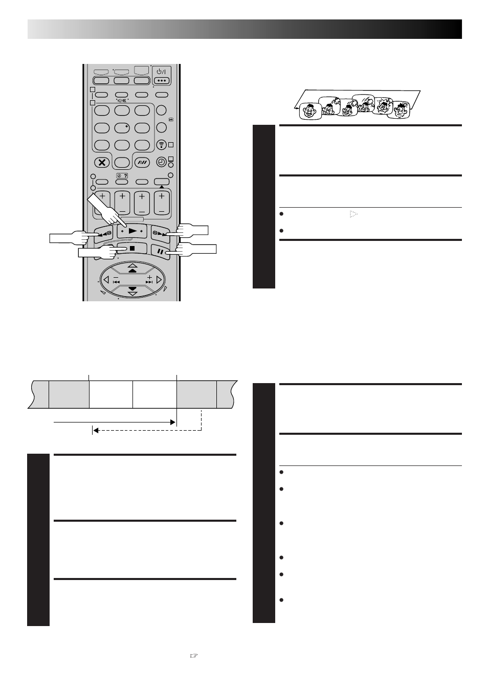 Start playback, Activate repeat playback, Stop playback | Load a cassette, Engage record-pause mode, Locate start point, Resume recording, Advanced operations (cont.), Repeat playback, Ntsc playback | JVC HR-DD865EK User Manual | Page 44 / 64