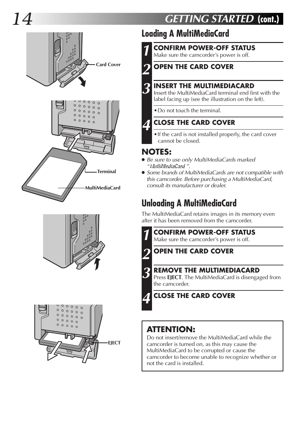 Getting started | JVC GR-DVX70 User Manual | Page 14 / 112